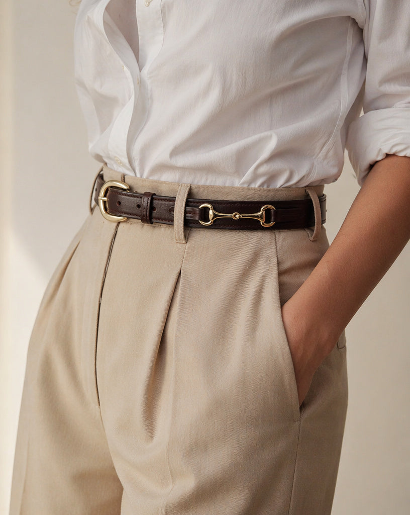 Connection – Horsebit Skinnbelte - Havana Brown